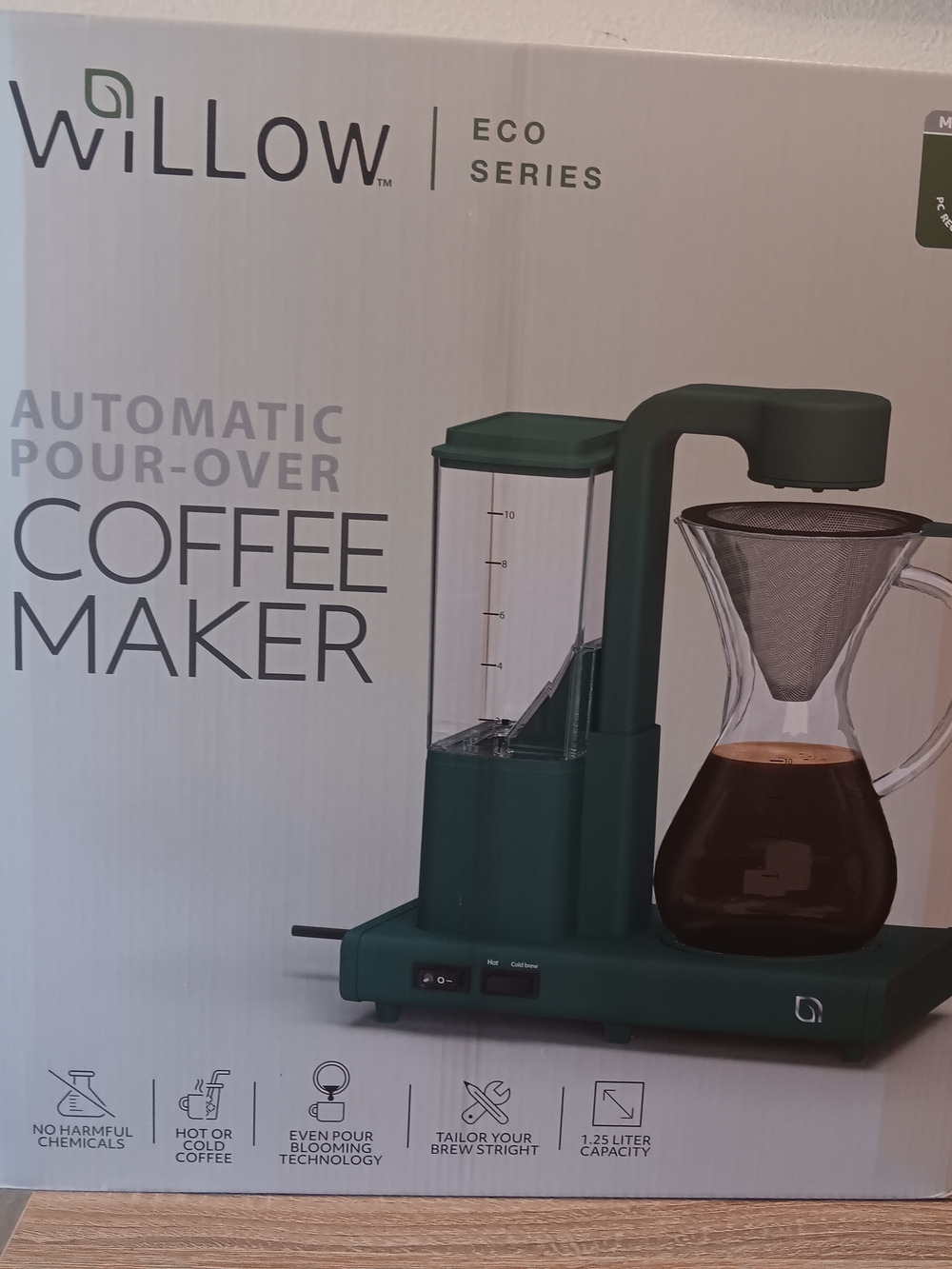 New WILLOW Automatic Pour-Over Coffee Maker in Deep Green